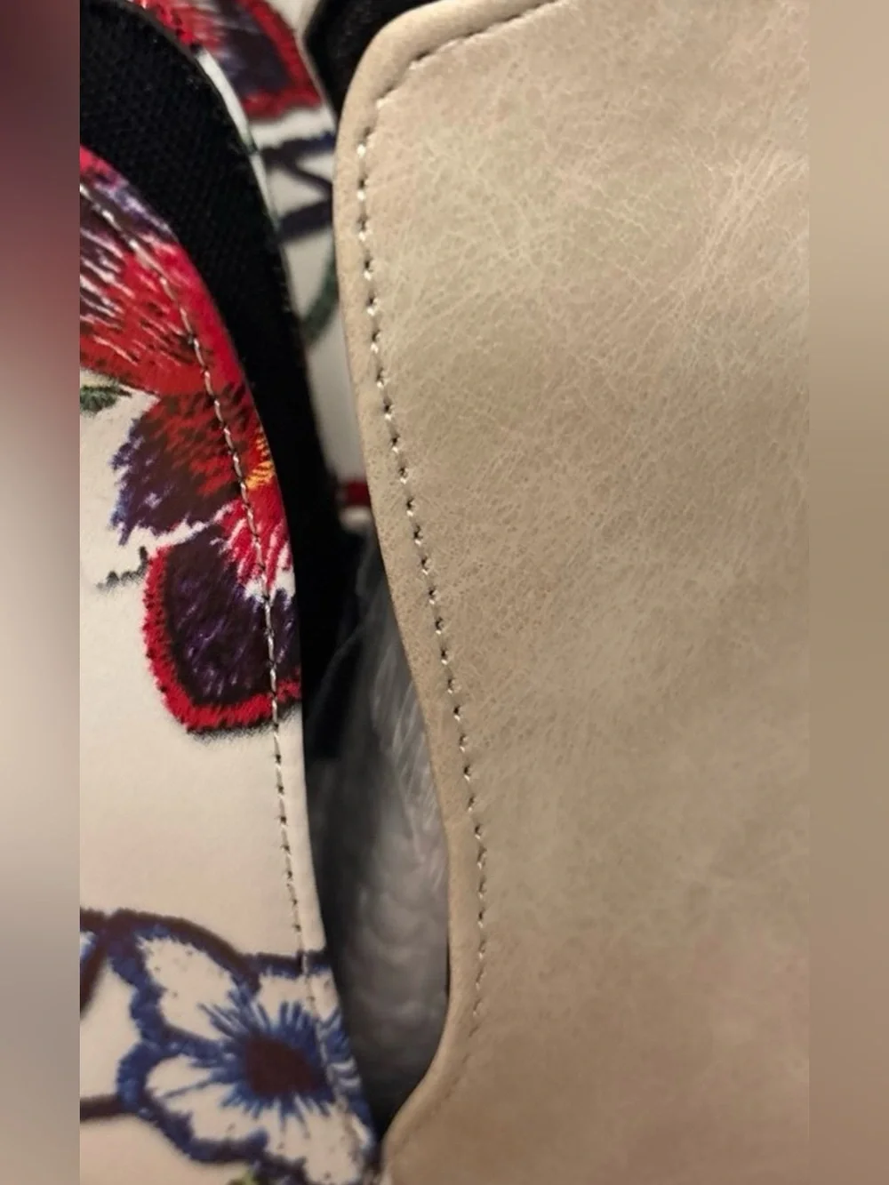Vintage Taupe Ankle Boots with Floral Embroidered Heel